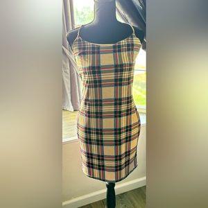 Mezzanine Plaid Fitted Spaghetti Strap Dress 90s y2k